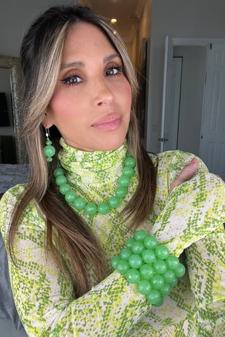 Lime Green Quartz Short Necklace - Born To Glam