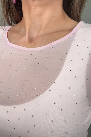 Pink Crystal Mesh Top - Born To Glam