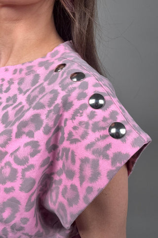 Pink Leopard Print Embellished Top - Born To Glam