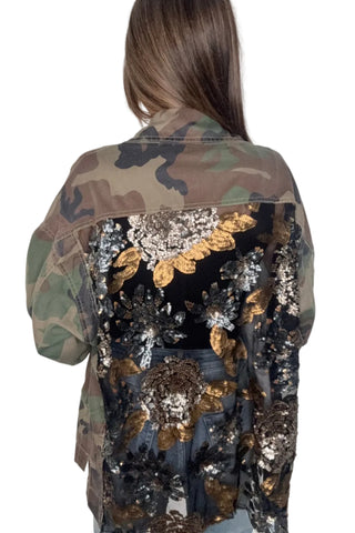 Camo Gold Floral Sequin Shacket - Born To Glam