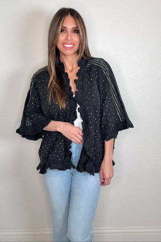 Style the Chambray Crystal Embellished Deim Jacket exclusively at Born To Glam
