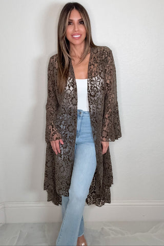 Style the Olive High-Low Lace Cardigan exclusively at Born To Glam