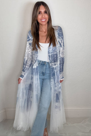 Denim Patch Sequin Duster