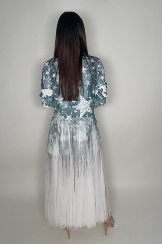 Blue Star Tulle Blazer Cardigan - Born To Glam