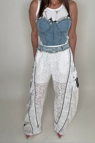 Style the SALT White Corset Sleeveless Tank Top exclusively at Born To Glam