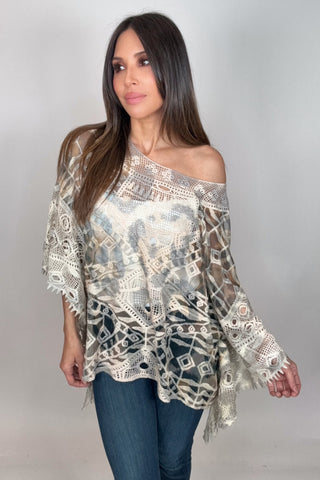 Geo Crochet Poncho Top - Born To Glam