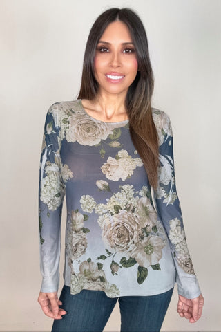 Navy Flower Mesh Top - Born To Glam