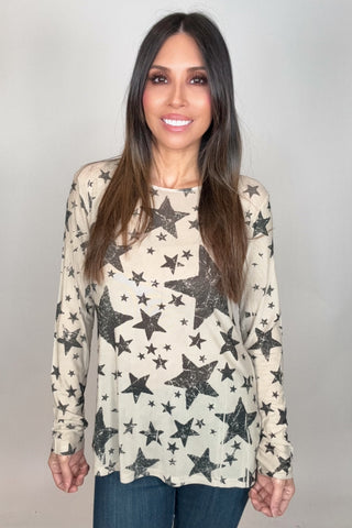 Taupe Star Mesh Top - Born To Glam