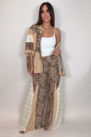 Beige Leopard Zip Up Hoodie Top - Born To Glam