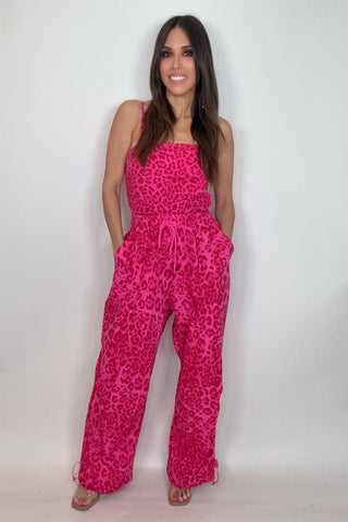 Pink Leopard Print Elastic Waist Jogger Pants - Born To Glam