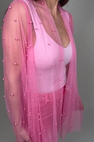 Pink Pearl Sheer Cardigan - Born To Glam