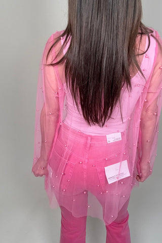 Pink Pearl Sheer Cardigan - Born To Glam