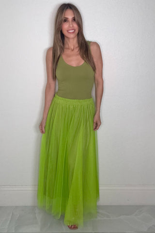 Style the Tulle Pleated Midi Skirt exclusively at Born To Glam