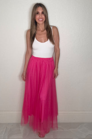 Style the Tulle Pleated Midi Skirt exclusively at Born To Glam