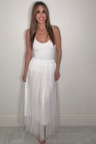 Style the Tulle Pleated Midi Skirt exclusively at Born To Glam