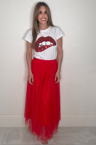 Style the Tulle Pleated Midi Skirt exclusively at Born To Glam