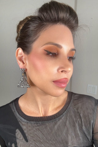 Pyramid Crystal 925 Sterling Silver Dangle Earring - Born To Glam