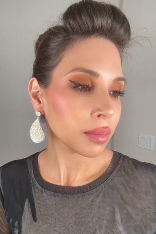 Curved Teardrop Crystal 925 Sterling Silver Drop Earrings - Born To Glam