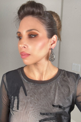 Curved Teardrop Crystal 925 Sterling Silver Drop Earrings - Born To Glam