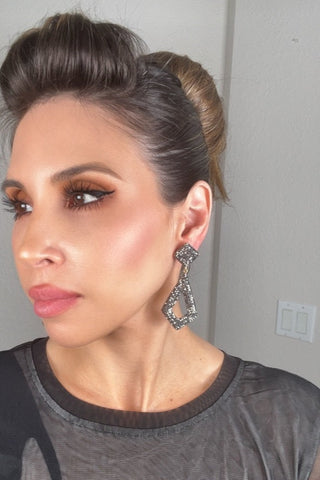 Diamond Shaped Crystal 925 Sterling Silver Statement Earring - Born To Glam