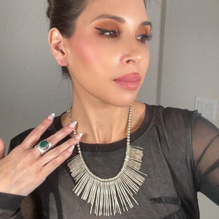 Gemstone & Crystal Adjustable Cuff Ring - Born To Glam