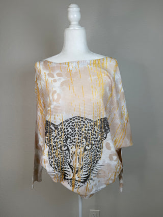 Leopard Face Graphic Italian Knit Top