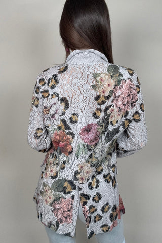 Grey Rose Leopard Lace Blazer - Born To Glam