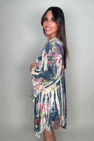 Denim Rose Lace Cardigan - Born To Glam