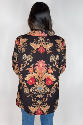 Royal Ember Brocade Blazer - Born To Glam