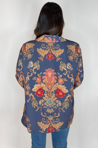 Imperial Indigo Brocade Blazer - Born To Glam
