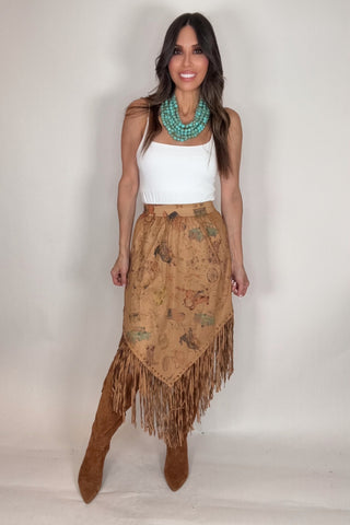 Boho Chic Fringe Skirt Wild West Design - Born To Glam