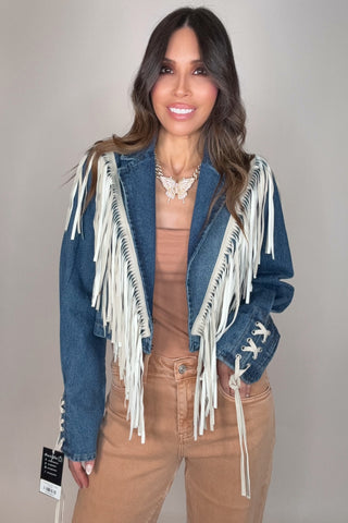Fringe Fever Denim Jacket - Born To Glam
