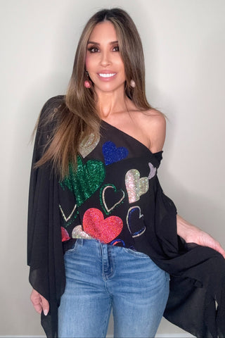 Crystal Heart Chiffon Multi Way Top