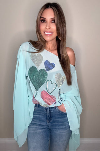 Crystal Heart Chiffon Multi Way Top