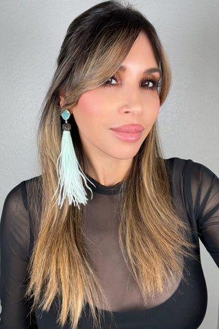 Feather Gemstone 925 Sterling Silver Statement Earring - Born To Glam