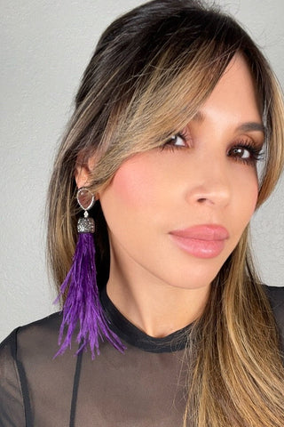 Feather Gemstone 925 Sterling Silver Statement Earring - Born To Glam