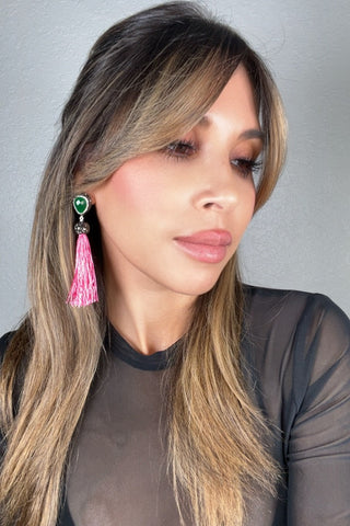 Gemstone & Crystal Tassel 925 Sterling Silver Earring - Born To Glam