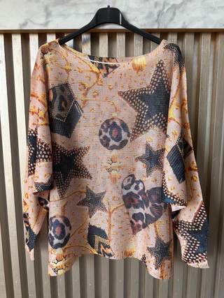 Blush Leopard Star Print Knit Sweater