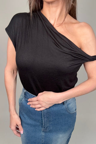 Elevated Basics Single Side Off Shoulder Top - Born To Glam