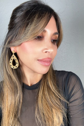 Open Teardrop Gemstone 925 Sterling Silver Statement Earring - Born To Glam