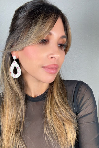 Open Teardrop Gemstone 925 Sterling Silver Statement Earring - Born To Glam