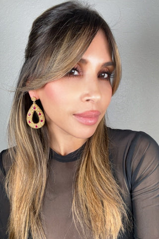 Open Teardrop Gemstone 925 Sterling Silver Statement Earring - Born To Glam