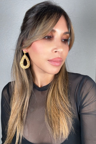 Open Teardrop Gemstone 925 Sterling Silver Statement Earring - Born To Glam