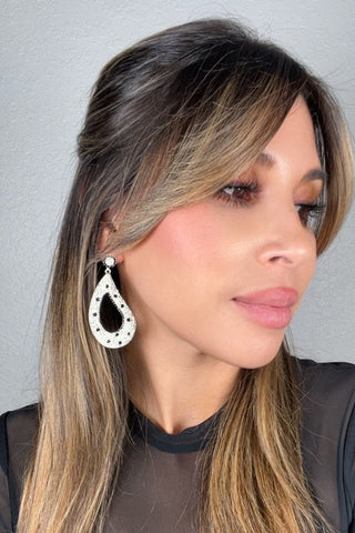 Curved Open Teardrop Gemstone 925 Sterling Silver Earring - Born To Glam