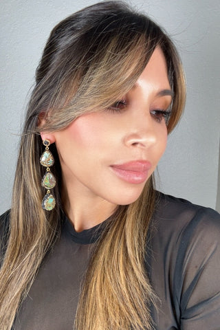 Triple Tiered Turquoise Long Earring - Born To Glam