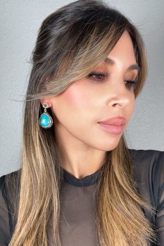 Turquoise 925 Sterling Silver Dangle Earring - Born To Glam