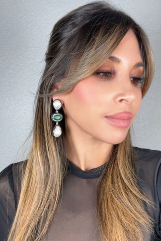 Gemstone Crystal Triple Tier 925 Sterling Silver Dangle Earring - Born To Glam