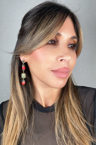 Gemstone Multi Tier Crystal 925 Sterling Silver Dangle Earrings - Born To Glam