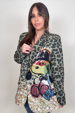 Gold Snoopy Leopard Print Blazer - Born To Glam
