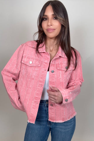Pink Crystal Denim Jacket